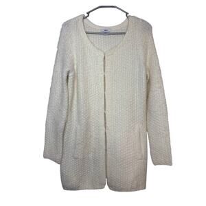 bar lll Cardigan Knit Sweater Women's Small Long Sleeve Acrylic/Nylon Soft Cream